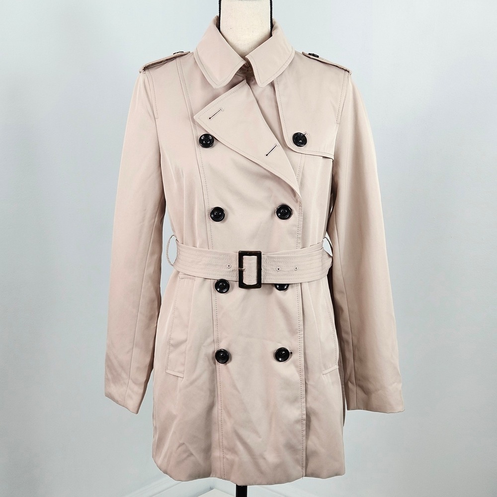 Lands' End Womens Tan Trench Coat NEW Size 4 Double Breasted Belted